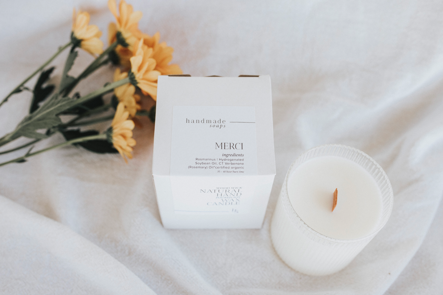 Merci Natural Soy Wax Wood Wick Candle